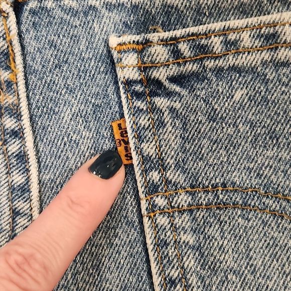 Vintage light wash orange Tab, upcycled Levi's jean skirt size 12! - Picture 2 of 10